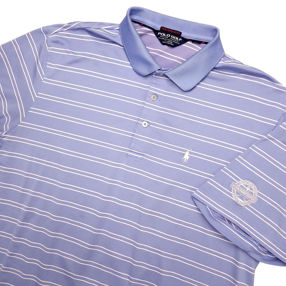 Polo Ralph Lauren Polo Shirt Mens XL Purple Stripe PGA National Golf Stretch Top